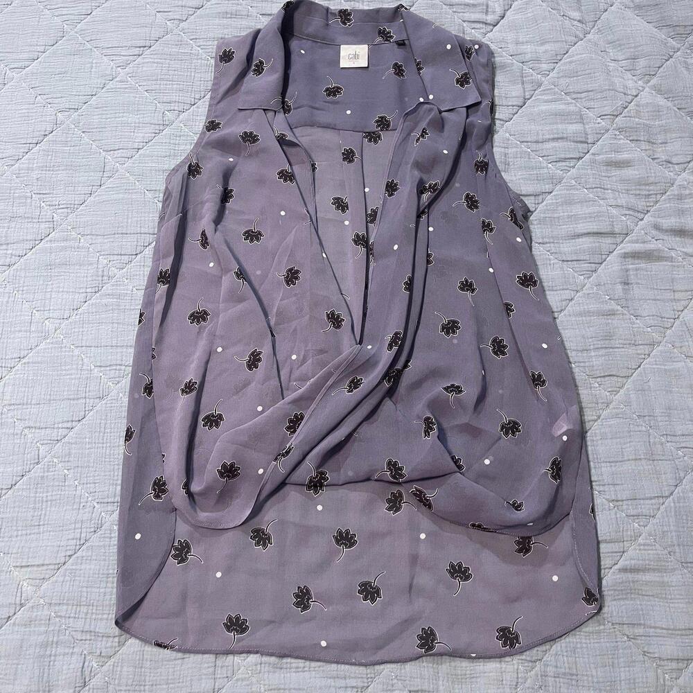 Cabi Women’s Sleeveless Floral Draped Blouse Size Small